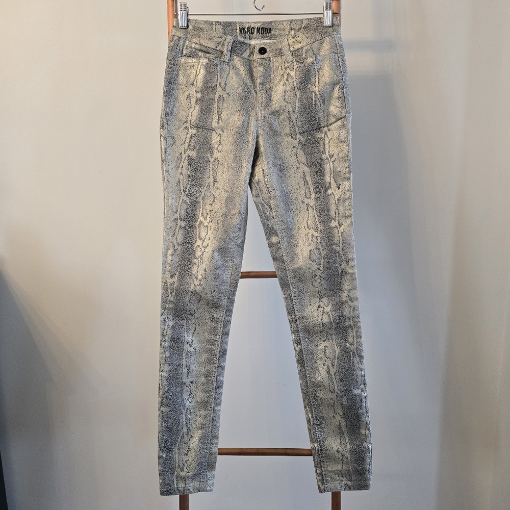 VERO MODA Metallic Gold Snake Print Jeans